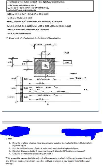 Mission 1 . Draw the total and effective stress