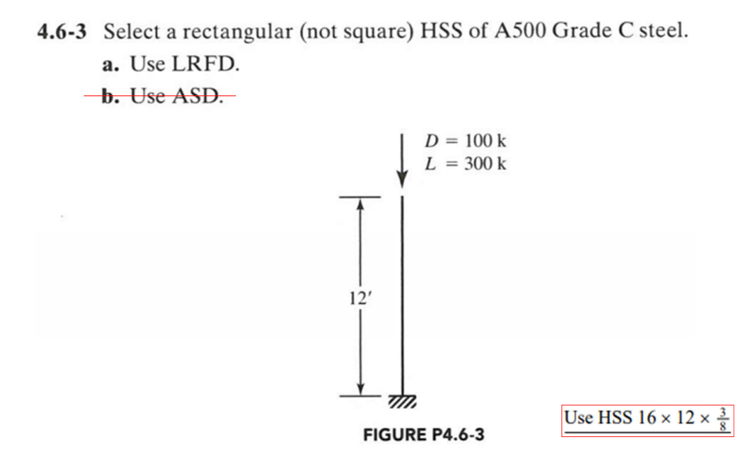4 . 6 - 3 Select a rectangular ( not square ) HSS