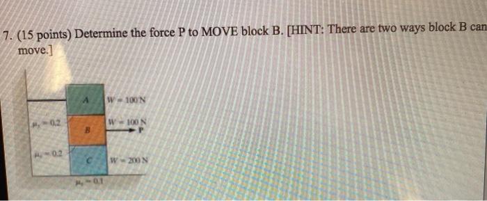 Determine the gorce P to MOVE block b .