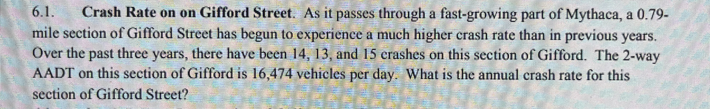 6 . 1 . Crash Rate on on Gifford Street. As it