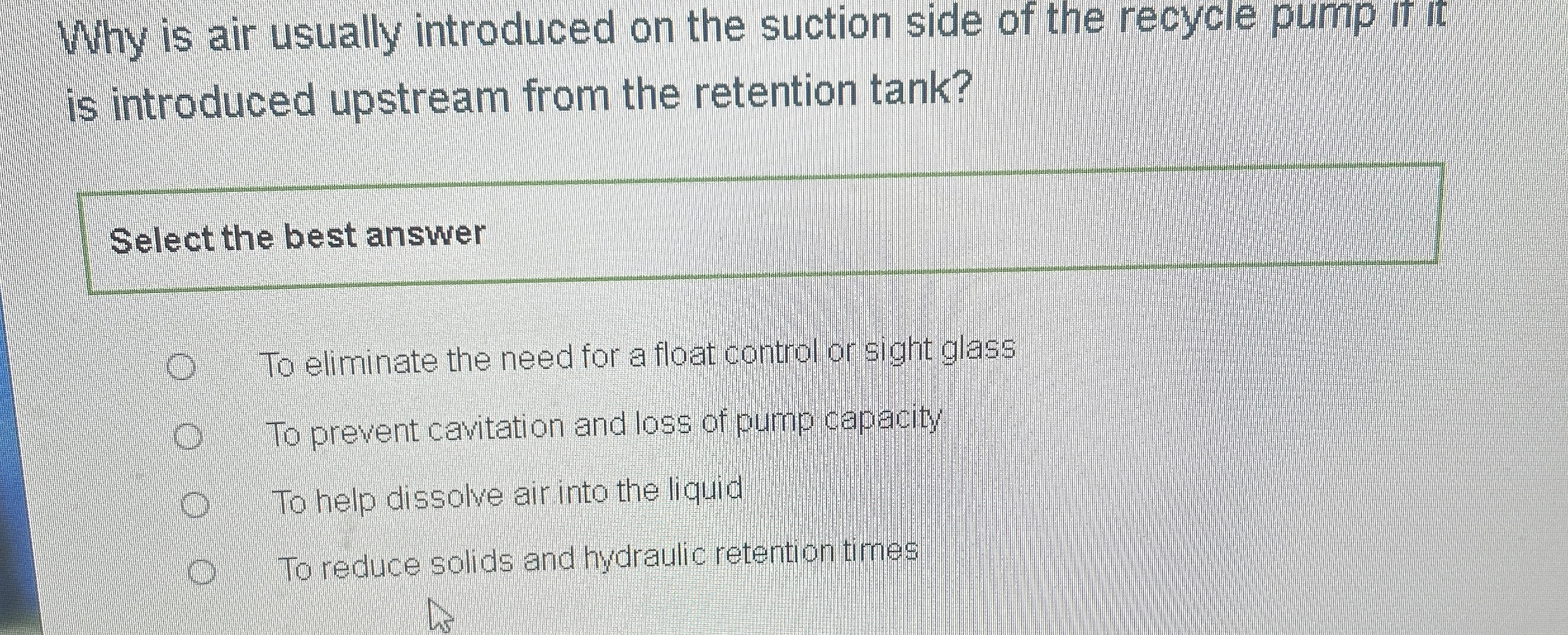 Why is air usually introduced on the suction side
