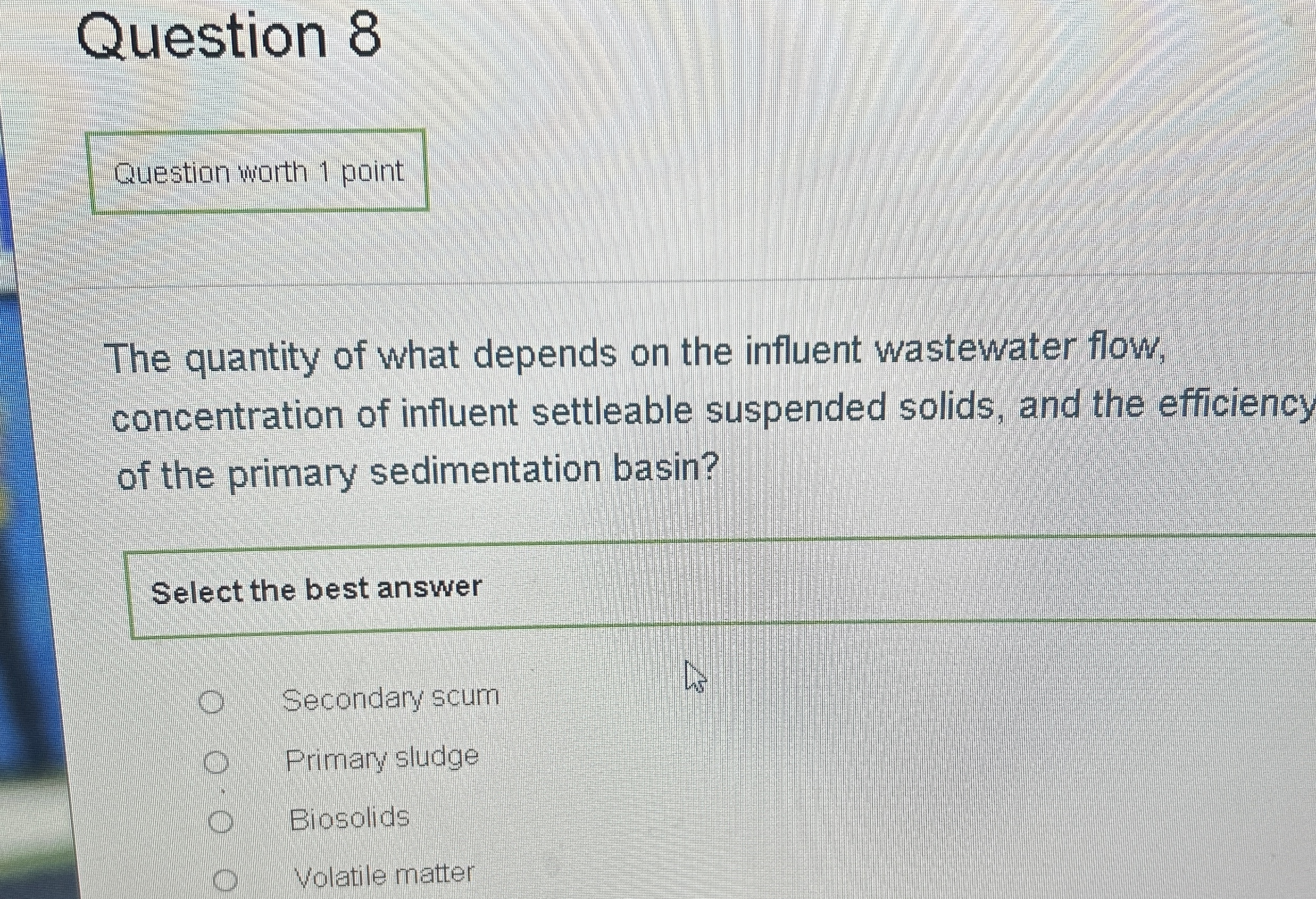 The quantity of what depends on the influent