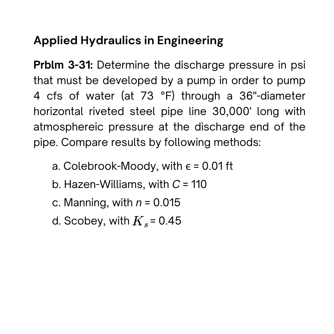 Applied Hydraulics in Engineering Prblm 3 - 3 1 :
