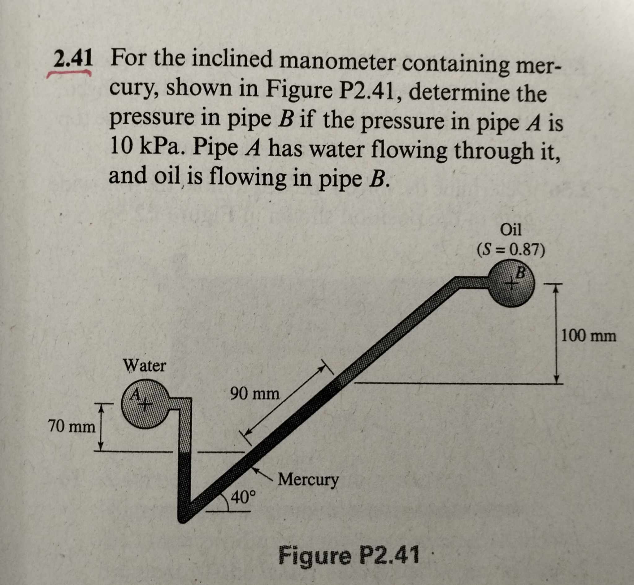 2 . 4 1 For the inclined manometer containing