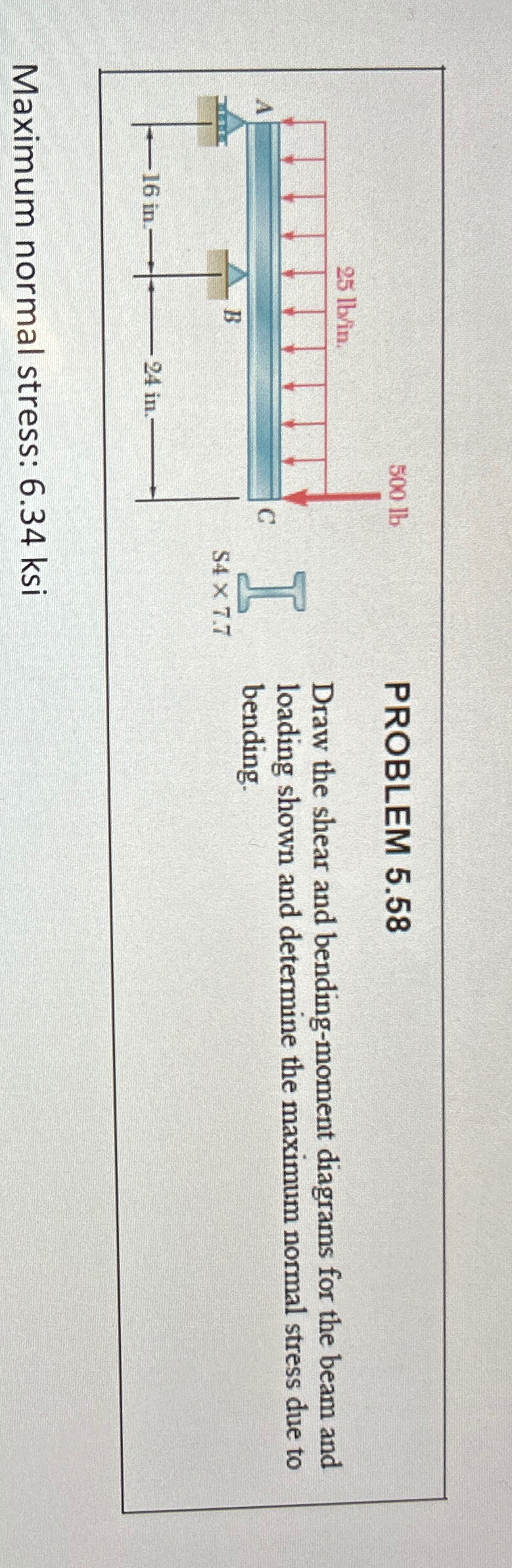 PROBLEM 5 . 5 8 Draw the shear and bending -
