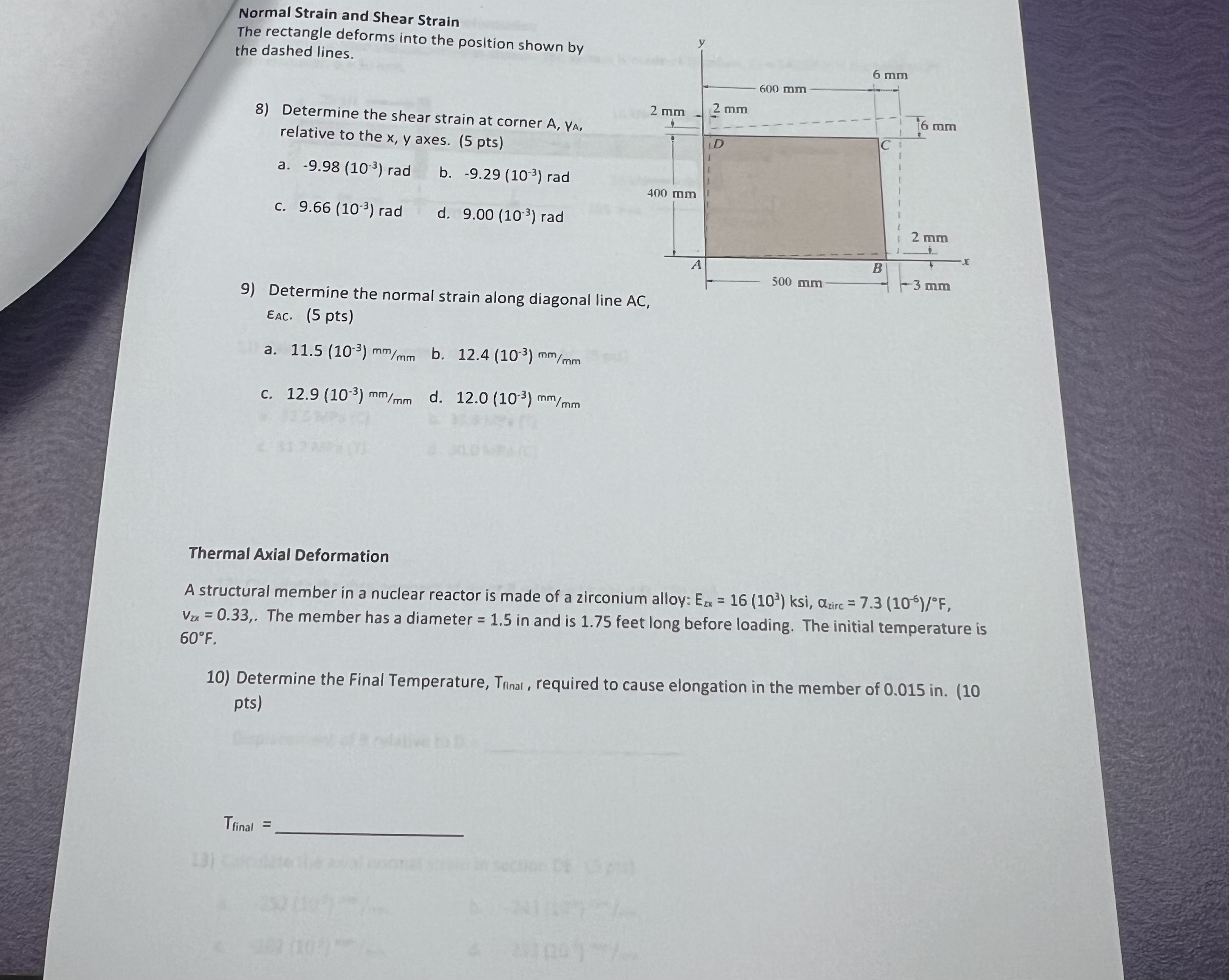 Normal Strain and Shear Strain The rectangle