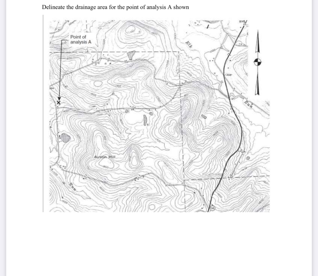 Delineate the drainace area for the noint of