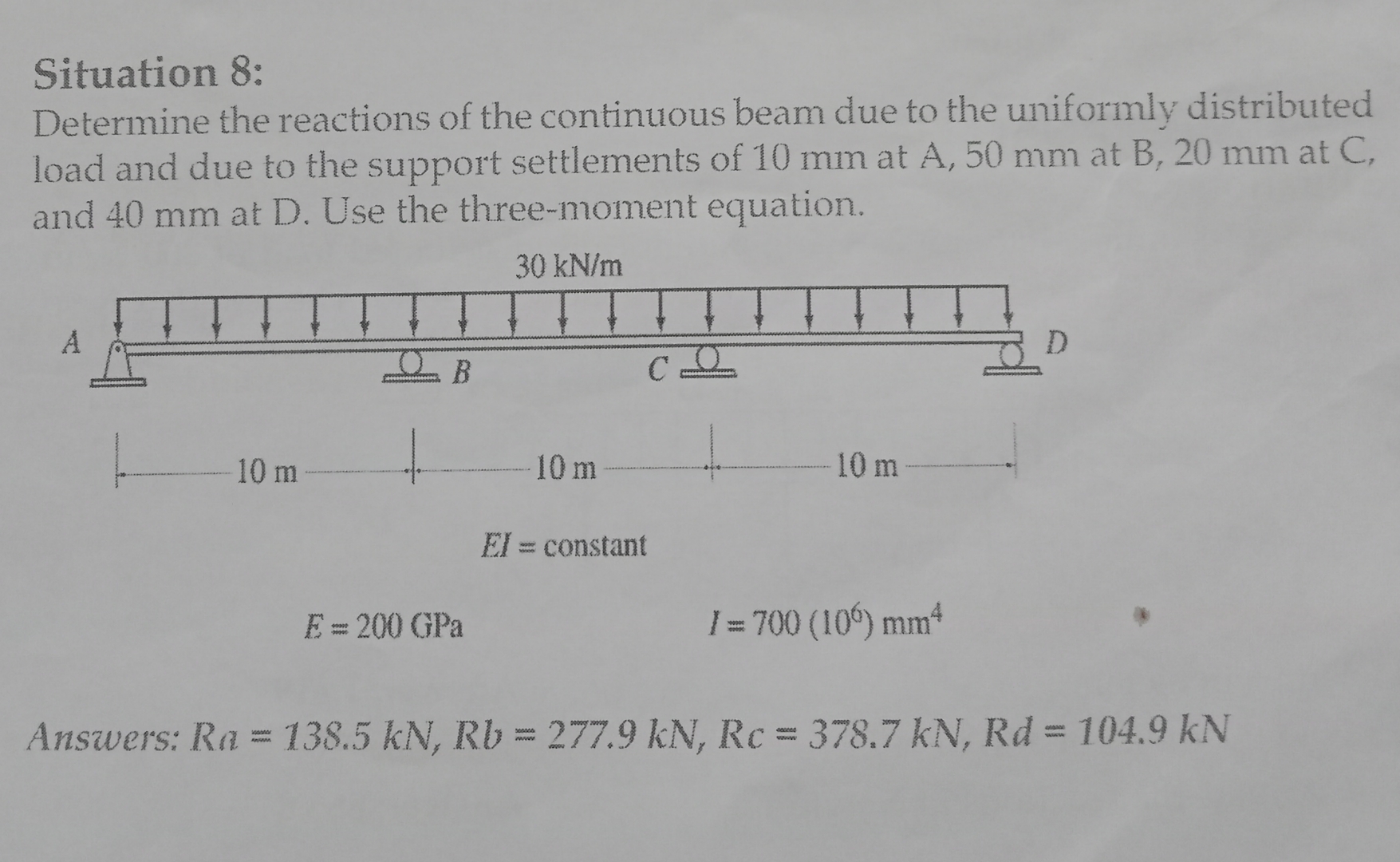 Situation 8 : Determine the reactions of the
