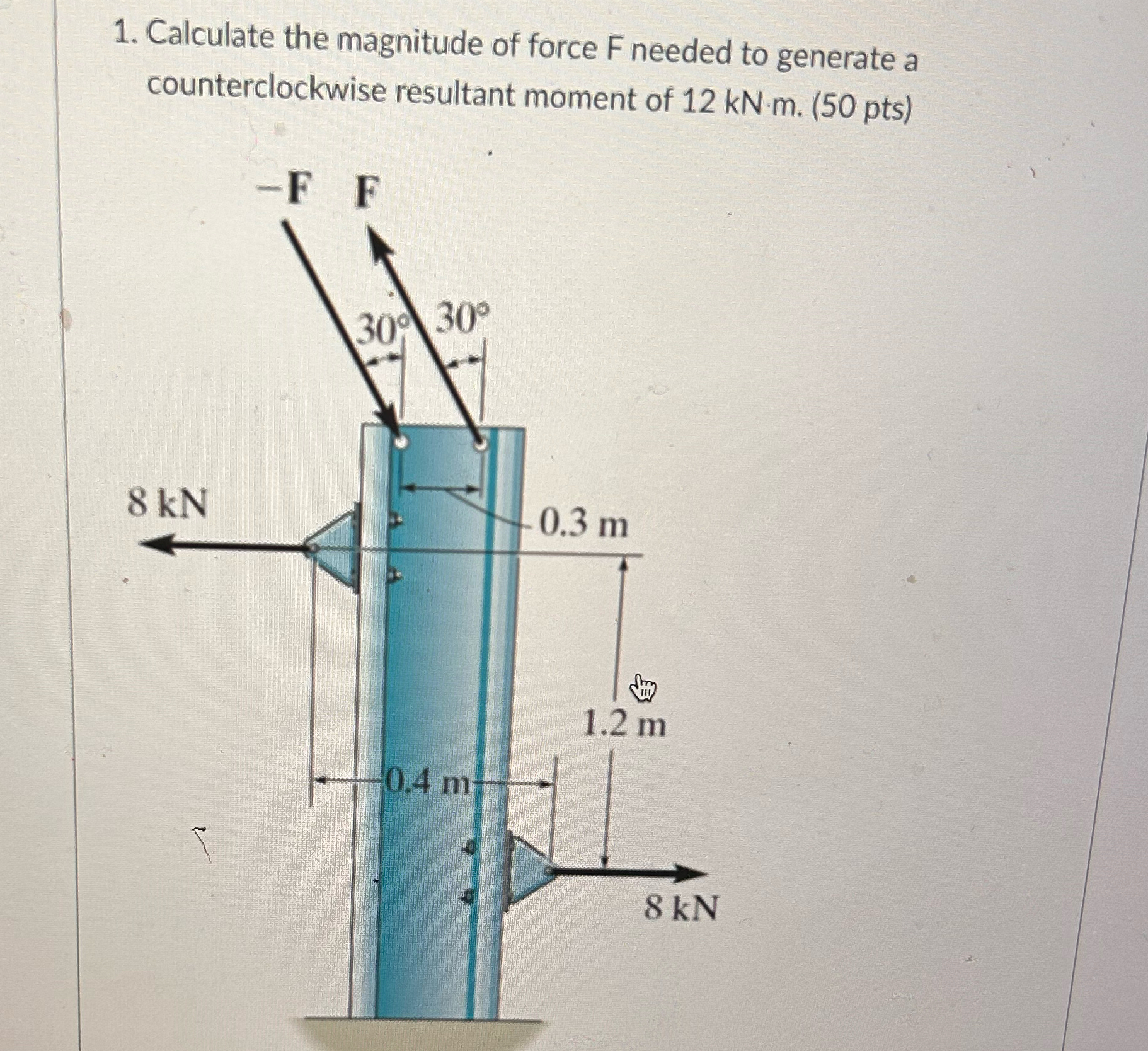 Calculate the magnitude of force F needed to