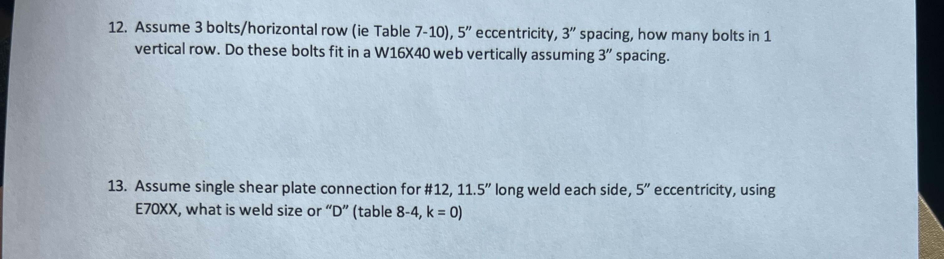 Assume 3 bolts / horizontal row ( ie Table 7 - 1