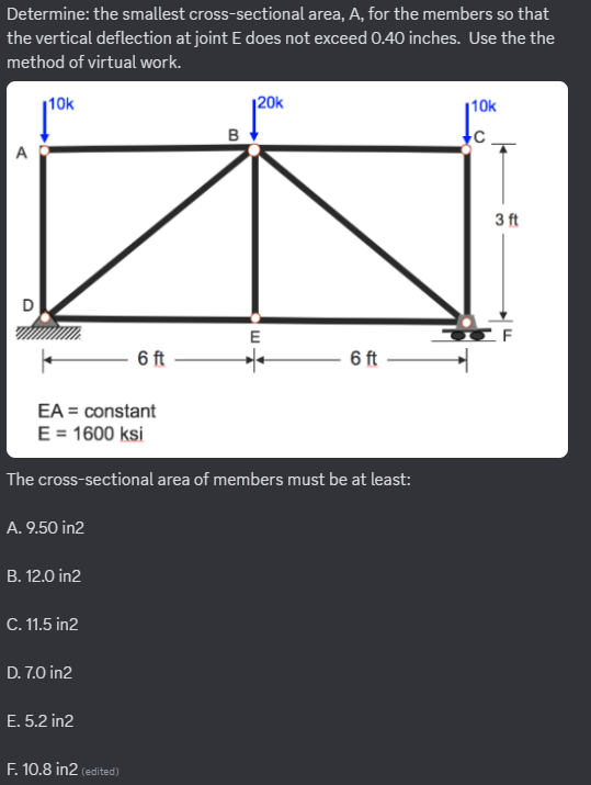 Determine: the smallest cross - sectional area, A