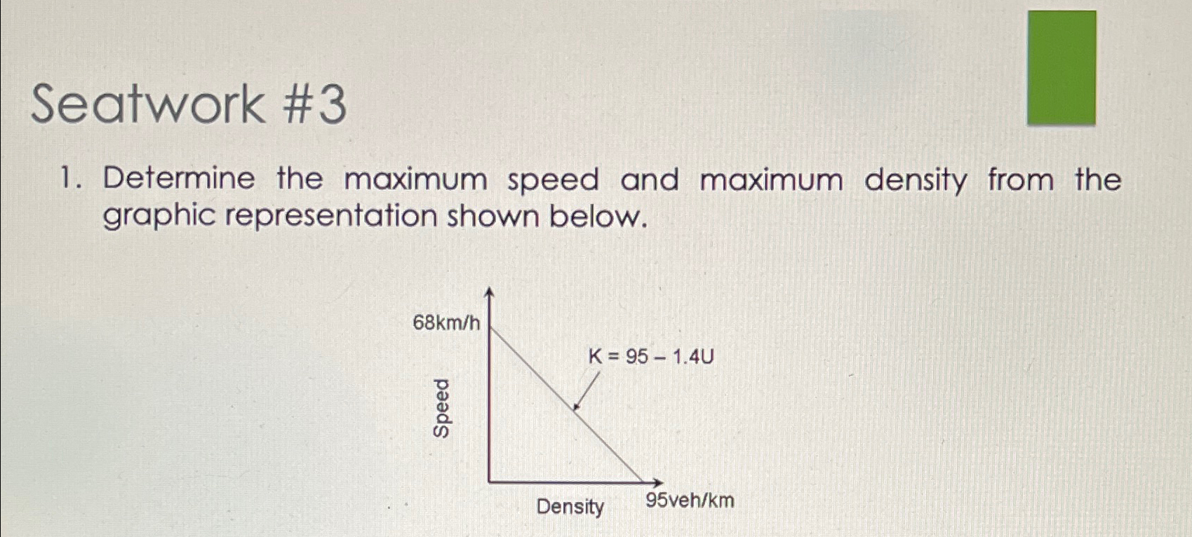 Seatwork # 3 Determine the maximum speed and