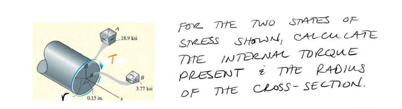 FOR The TWO STATES OF STRESS SHOWN, CALCU CATE