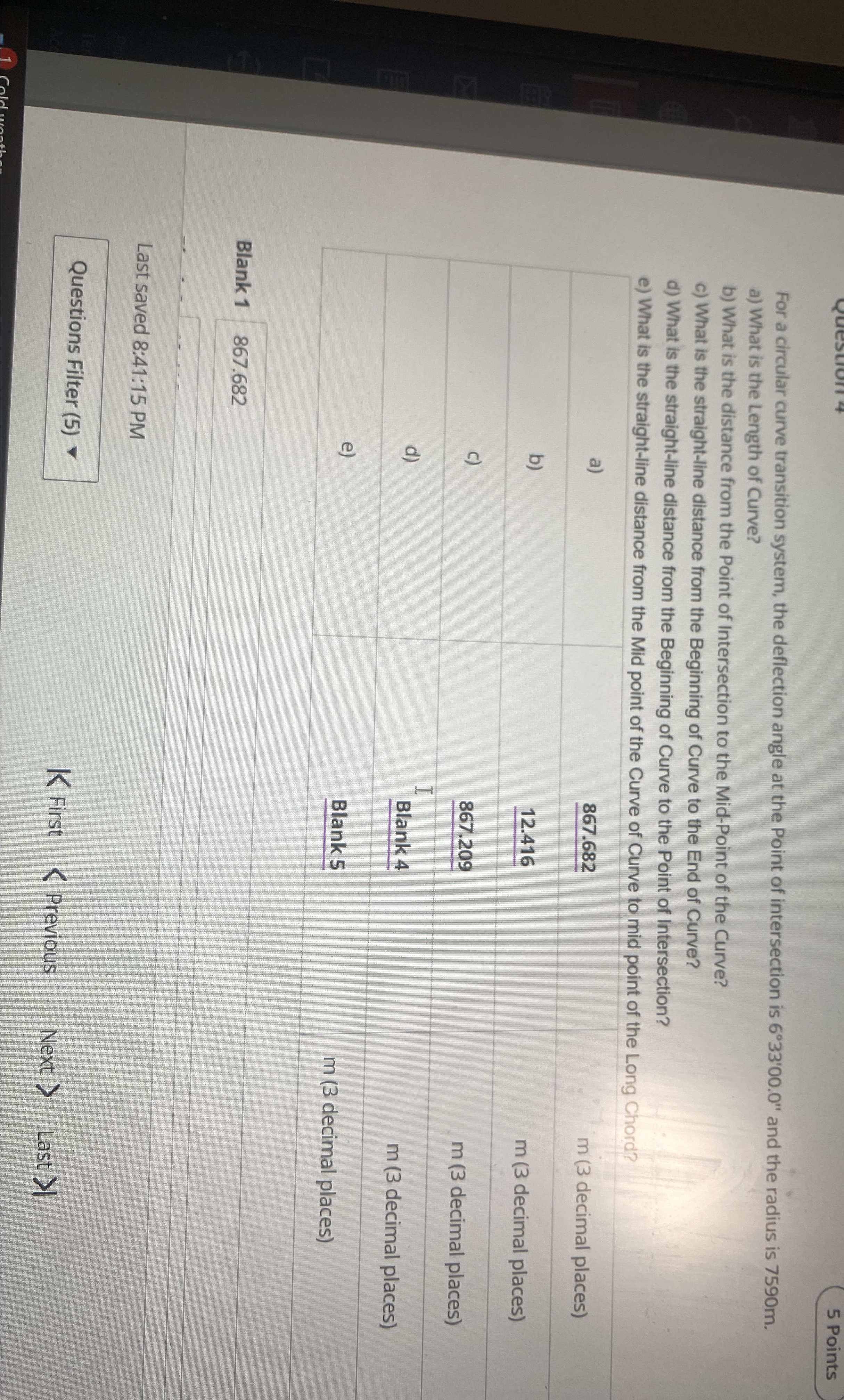 For a circular curve transition system, the