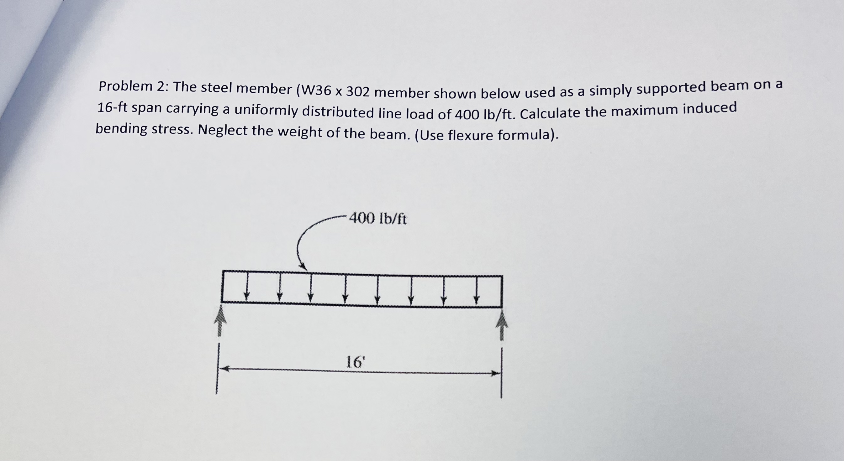 Problem 2 : The steel member ( W 3 6 \ times 3 0