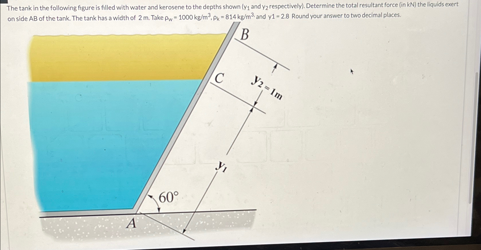 on side A B of the tank. The tank has a width of