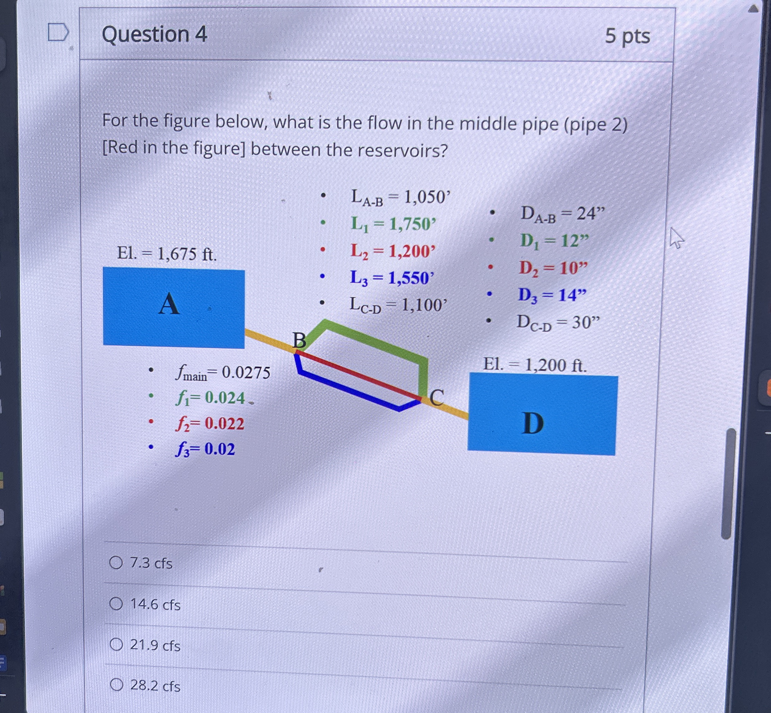 Question 4 5 pts For the figure below, what is