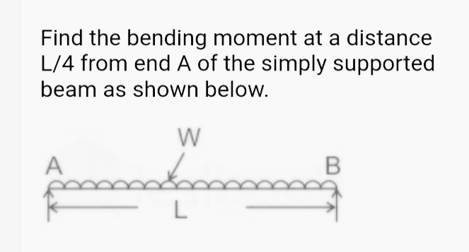 Find the bending moment at a distance L 4 from