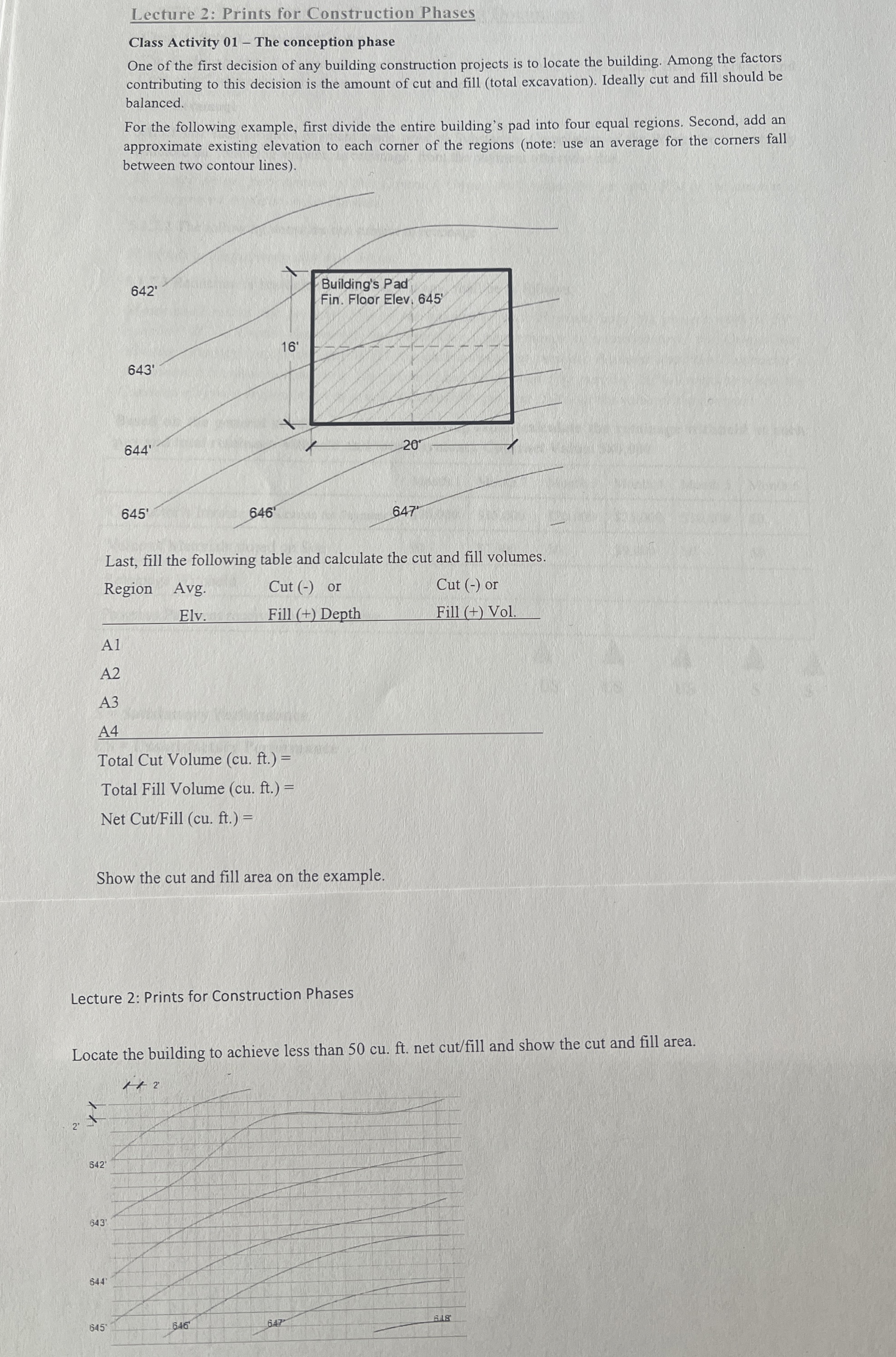 Lecture 2 : Prints for Construction Phases Class