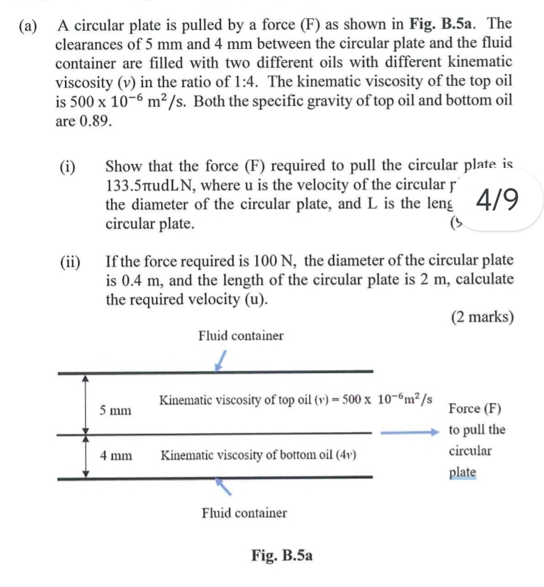 ( a ) A circular plate is pulled by a force ( F )