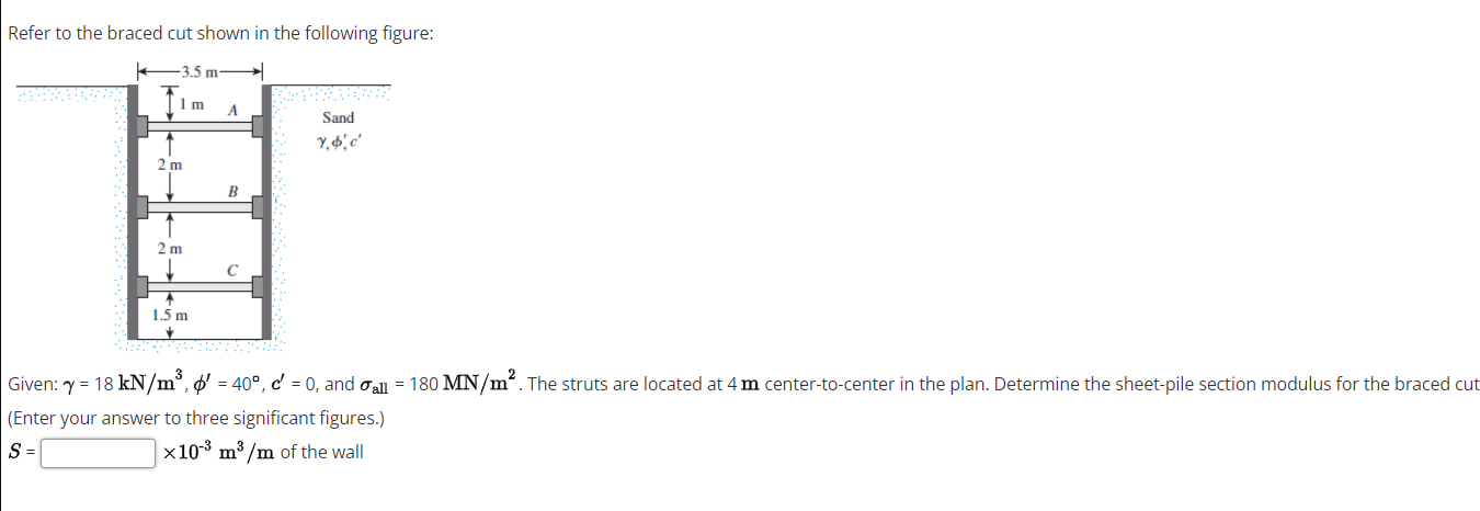 Refer to the braced cut shown in the following