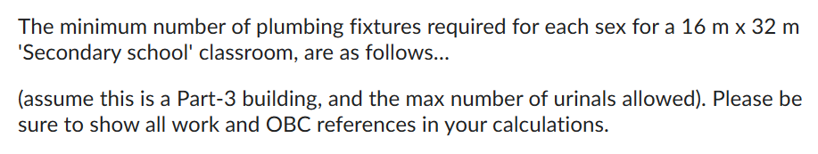 The minimum number of plumbing fixtures required