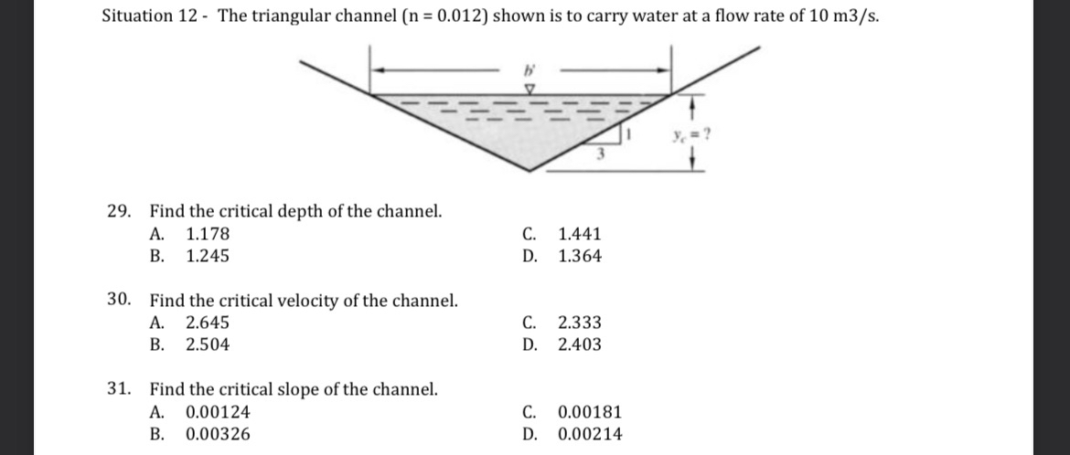 Situation 1 2 - The triangular channel ) = ( 0 .