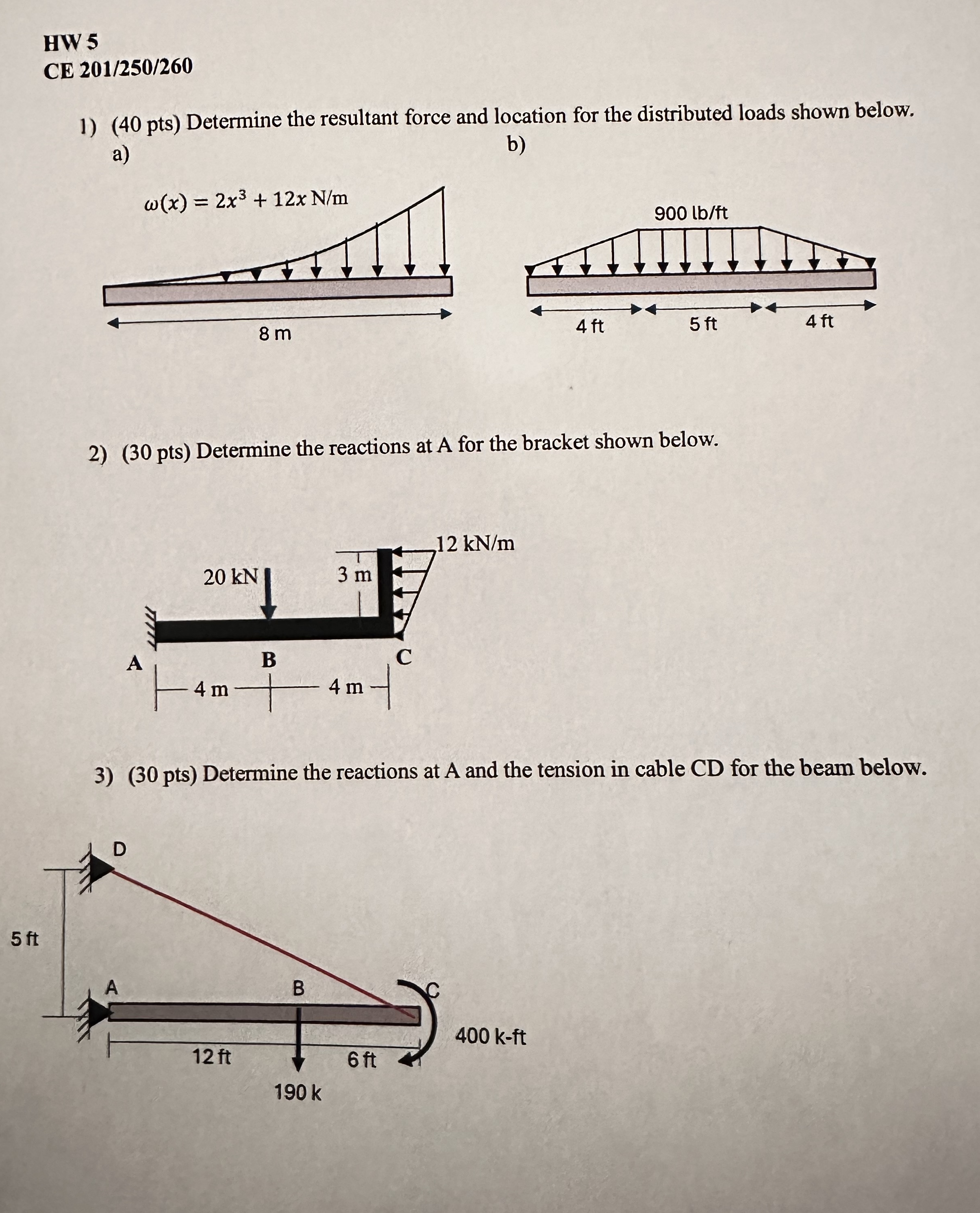 HW 5 CE 2 0 1 / 2 5 0 / 2 6 0 ( 4 0 pts )