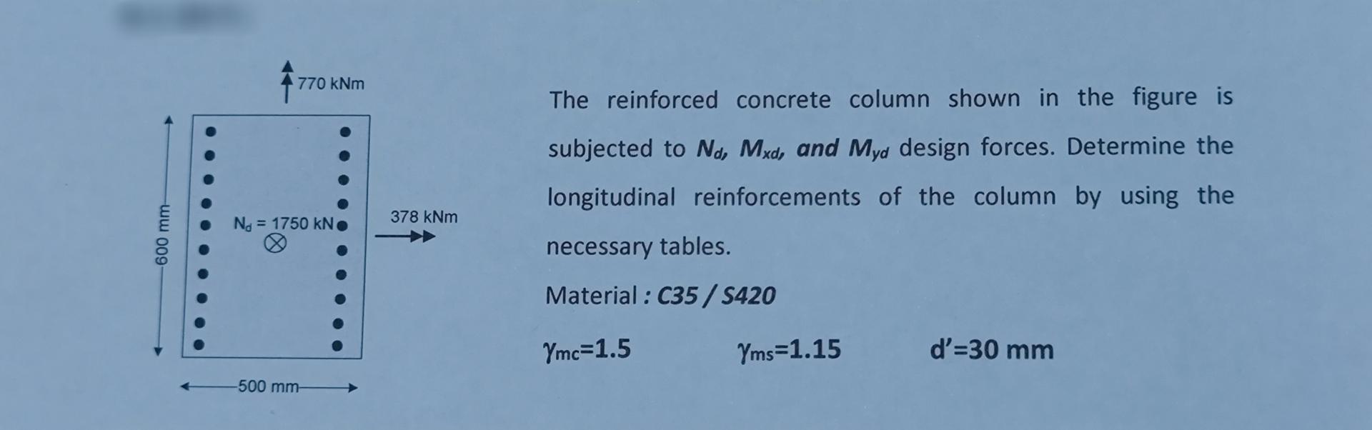 The reinforced concrete column shown in the