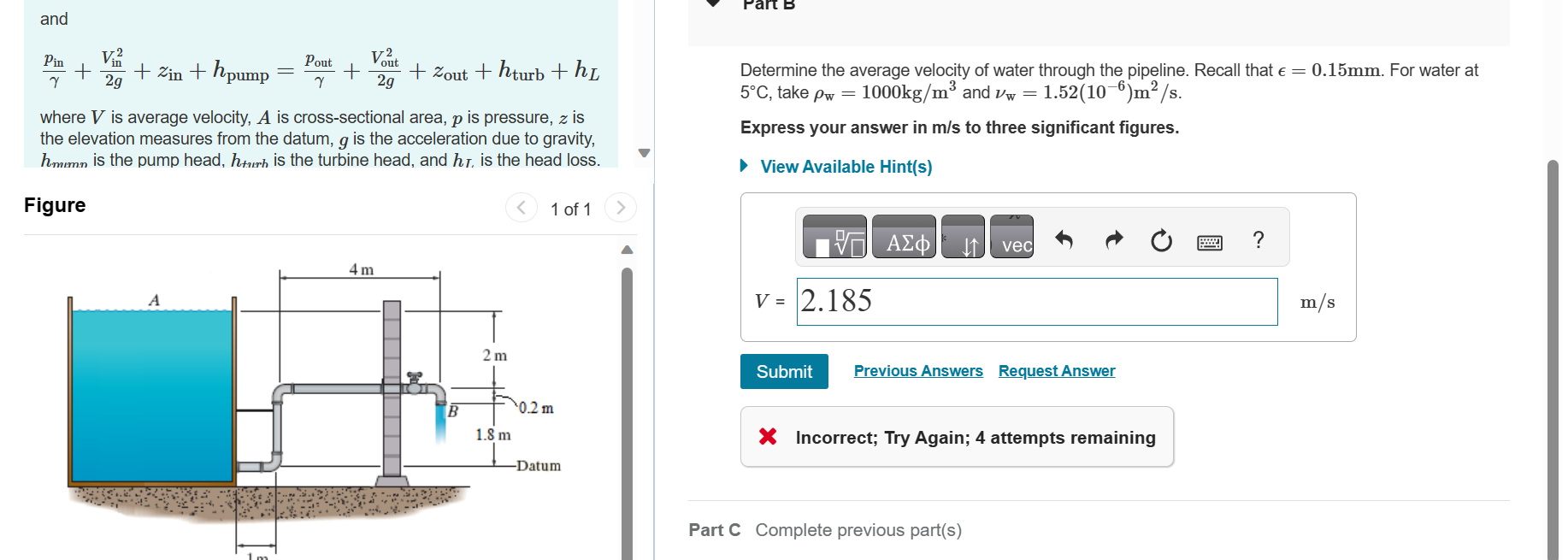 and p i n + V i n 2 2 g + z i n + h p u m p = p o