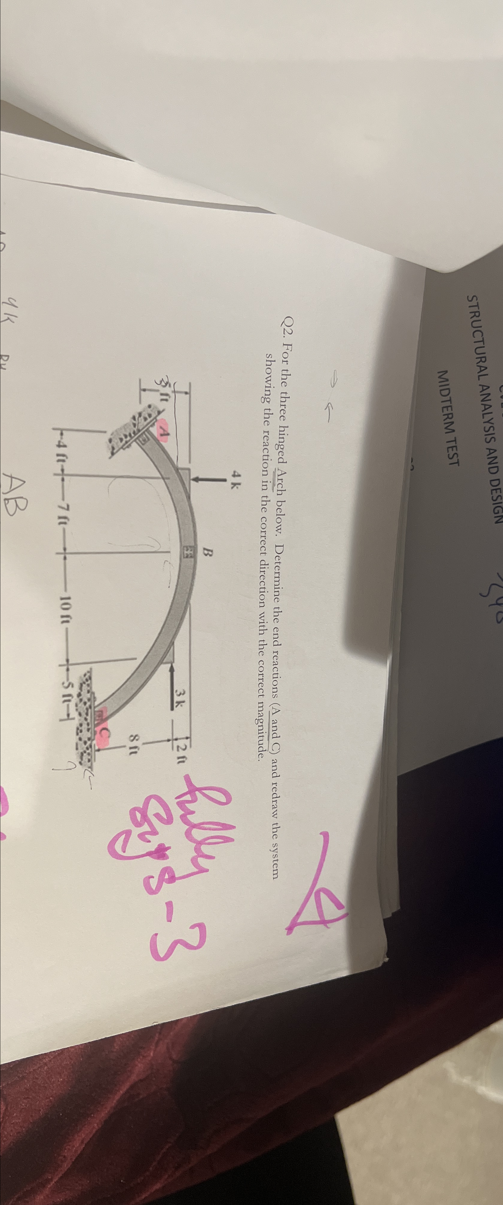STRUCTURAL ANALYSIS AND DESIGN MIDTERM TEST Q 2 .