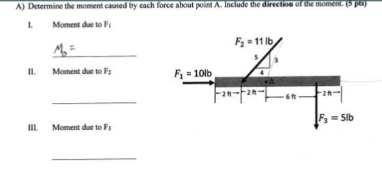 A ) Determine the moment caused by each force