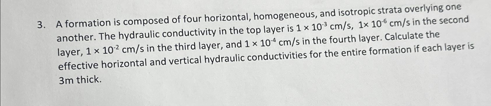 A formation is composed of four horizontal,