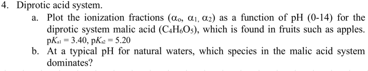 Diprotic acid system. a . Plot the ionization