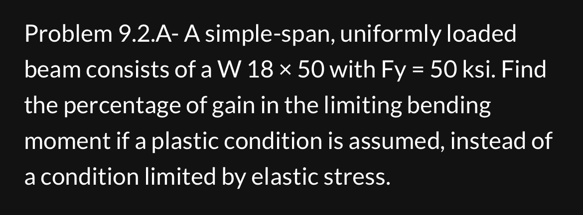 Problem 9 . 2 . A - A simple - span, uniformly