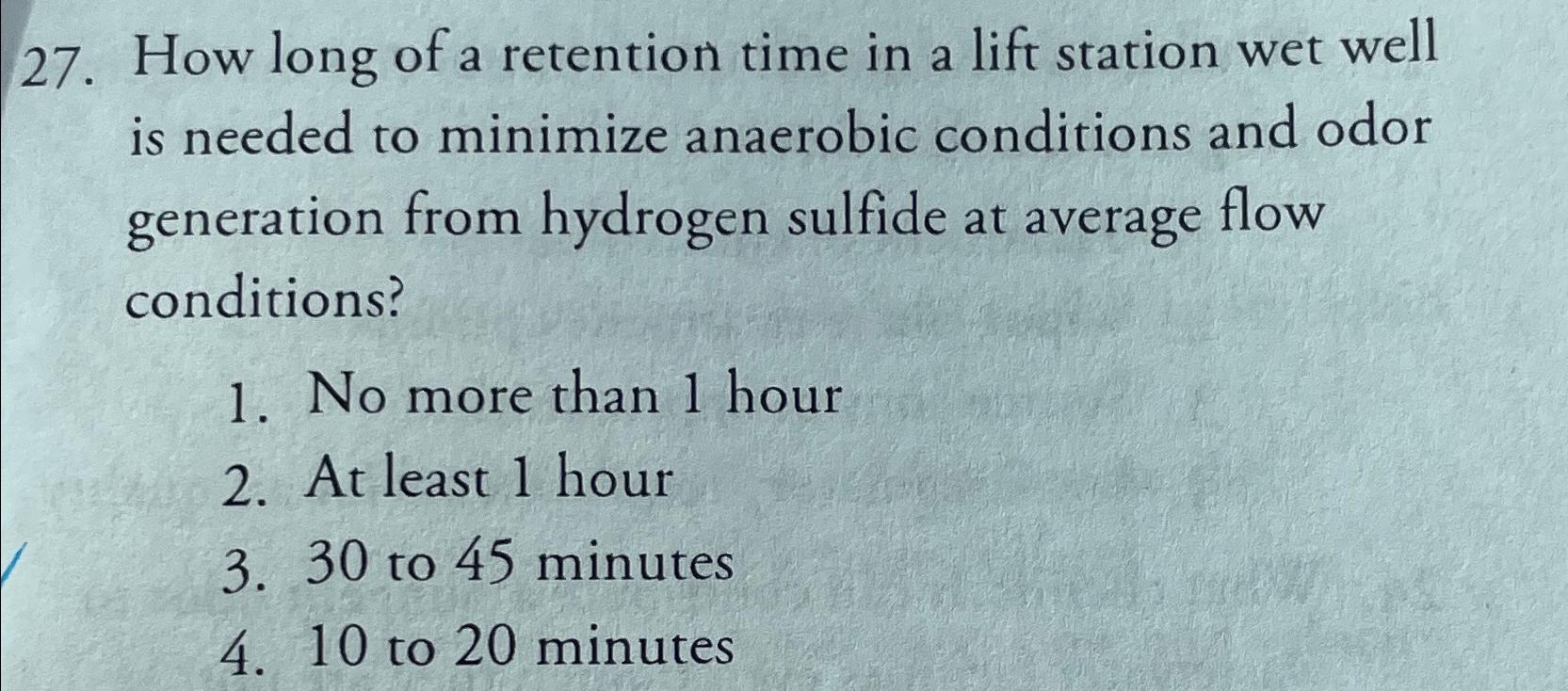 How long of a retention time in a lift station
