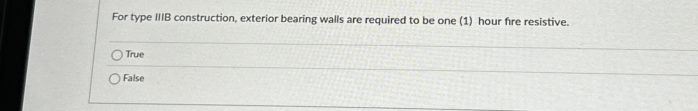 For type IIIB construction, exterior bearing