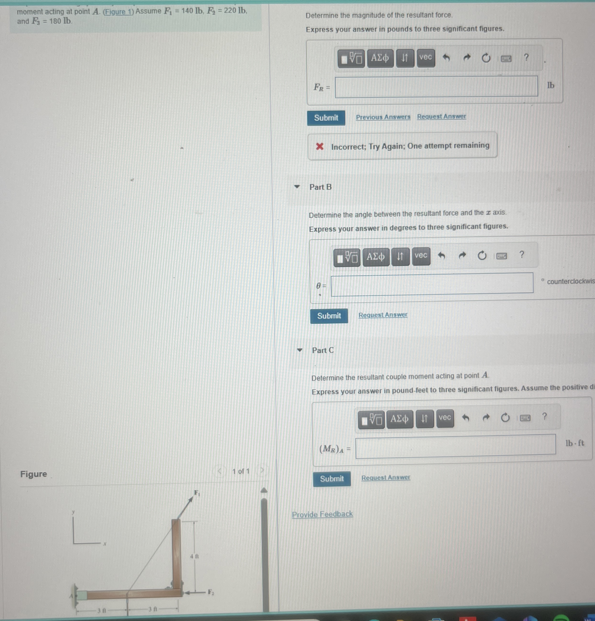 moment acting at point A . ( Figure 1 ) Assume F