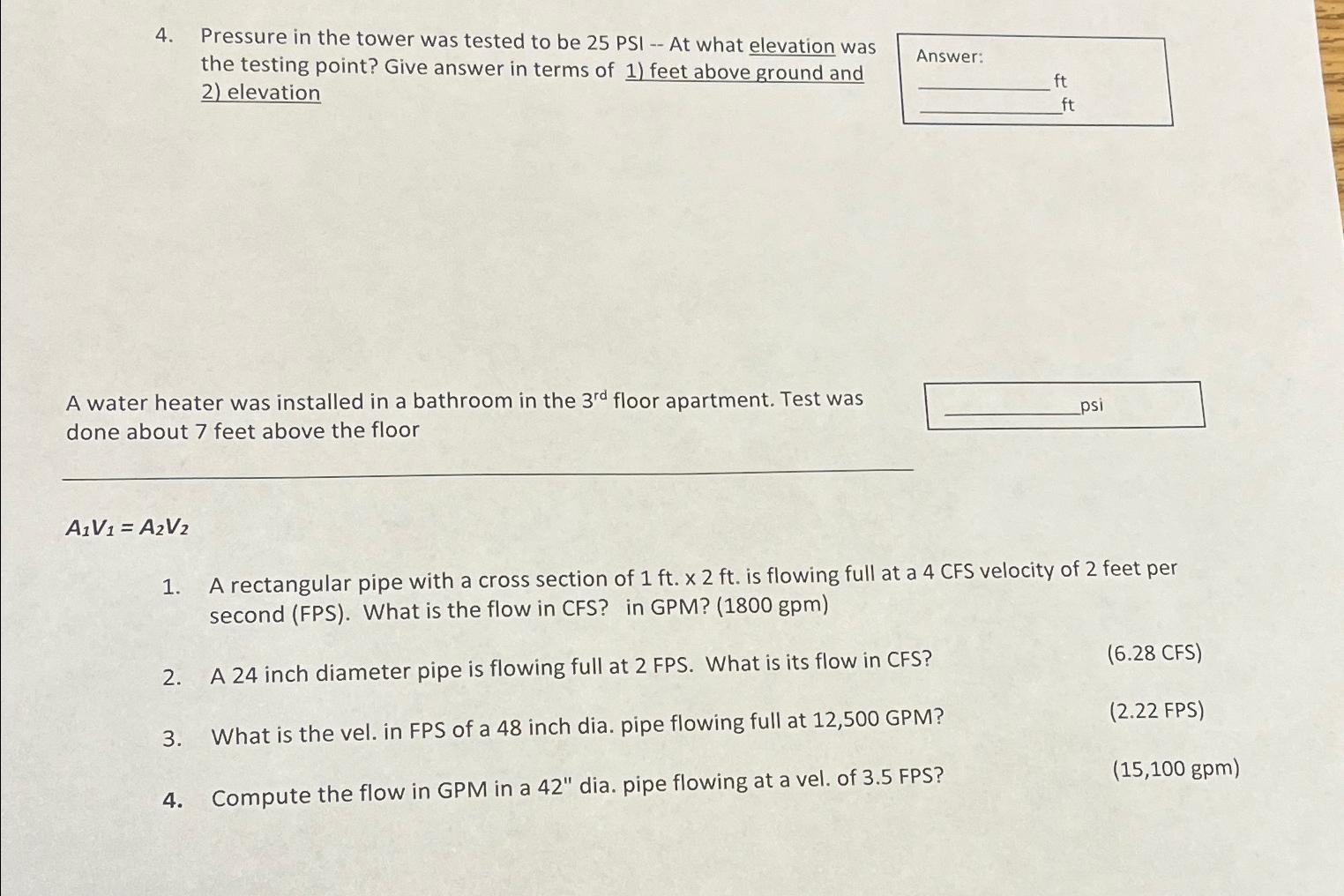 PRESSURE Study the schematic below carefully and