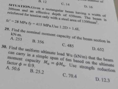 STTUATION.Given a rectangular beam having a width