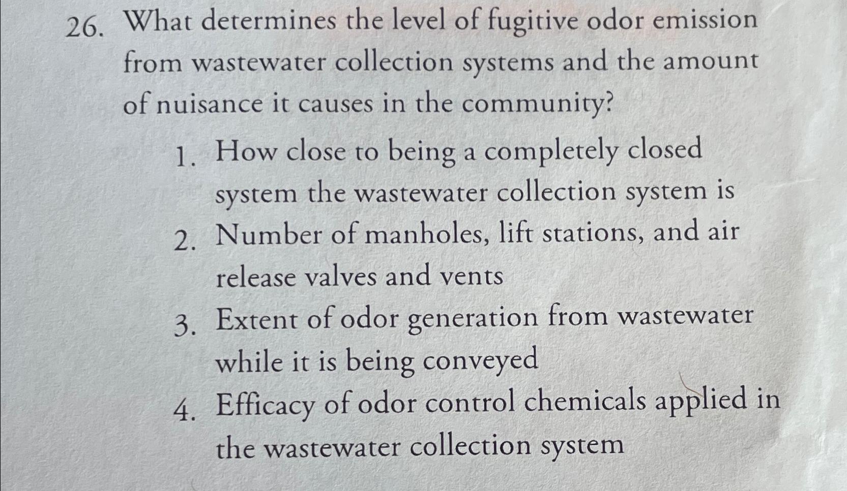 What determines the level of fugitive odor