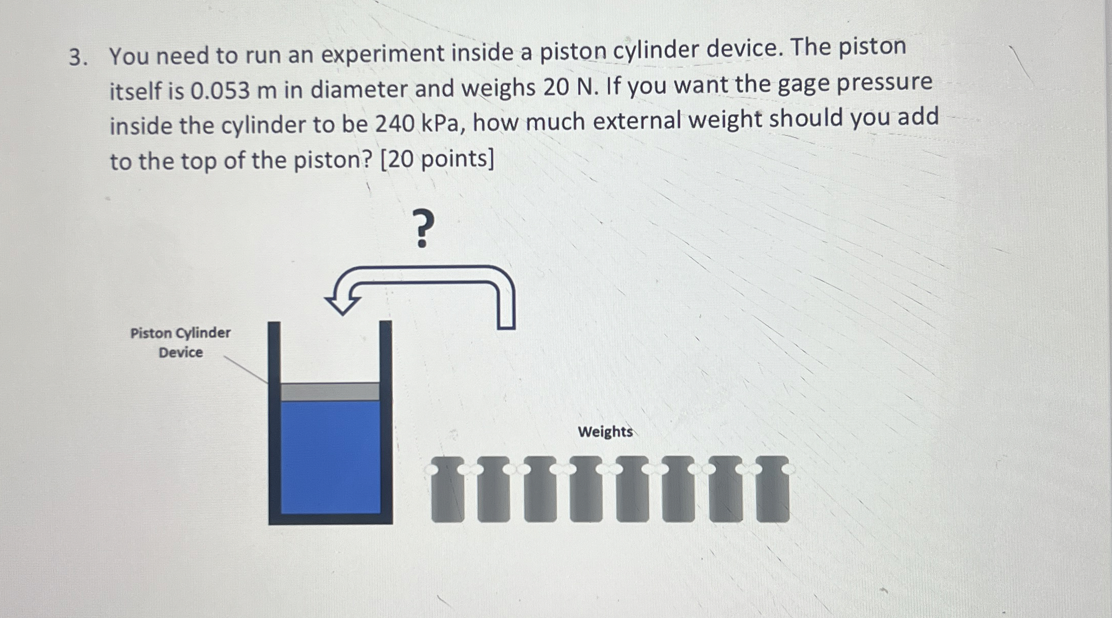 You need to run an experiment inside a piston