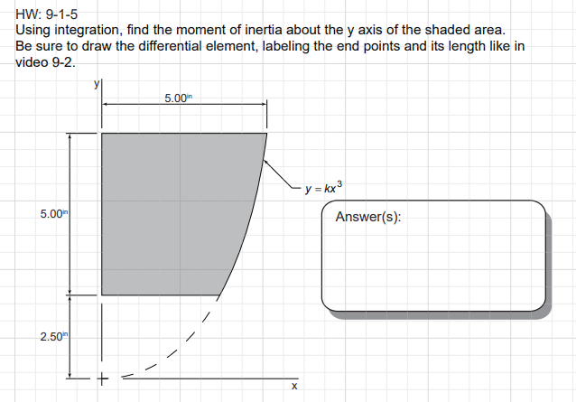 HW: 9 - 1 - 5 Using integration, find the moment