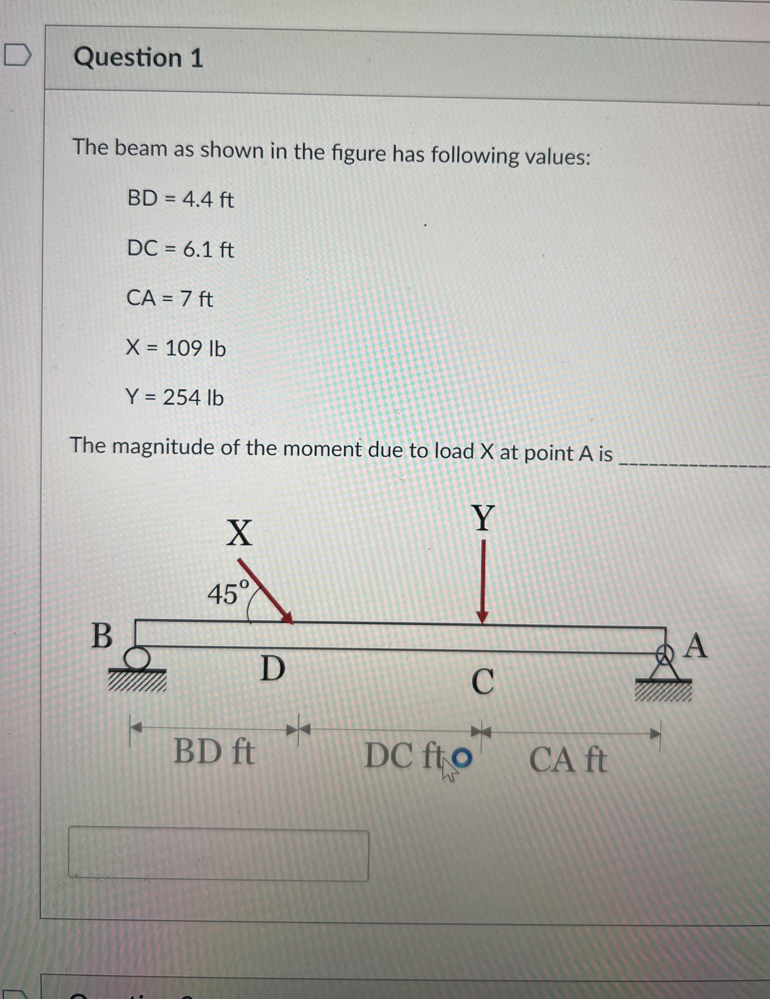 Question 1 The beam as shown in the figure has
