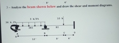 ' 4 r 3 - Analyze the beam shown below and draw