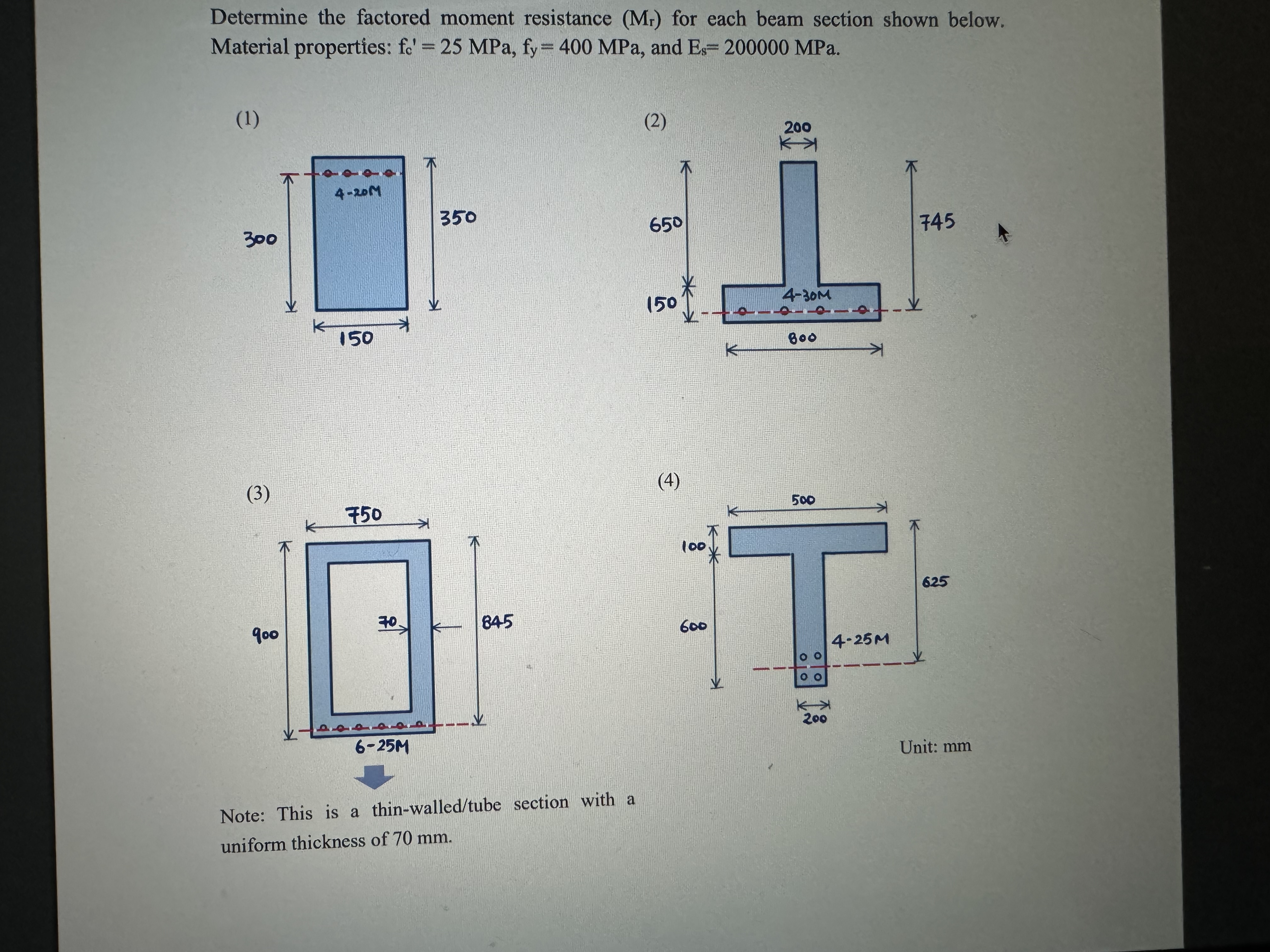 Determine the factored moment resistance ( M r )