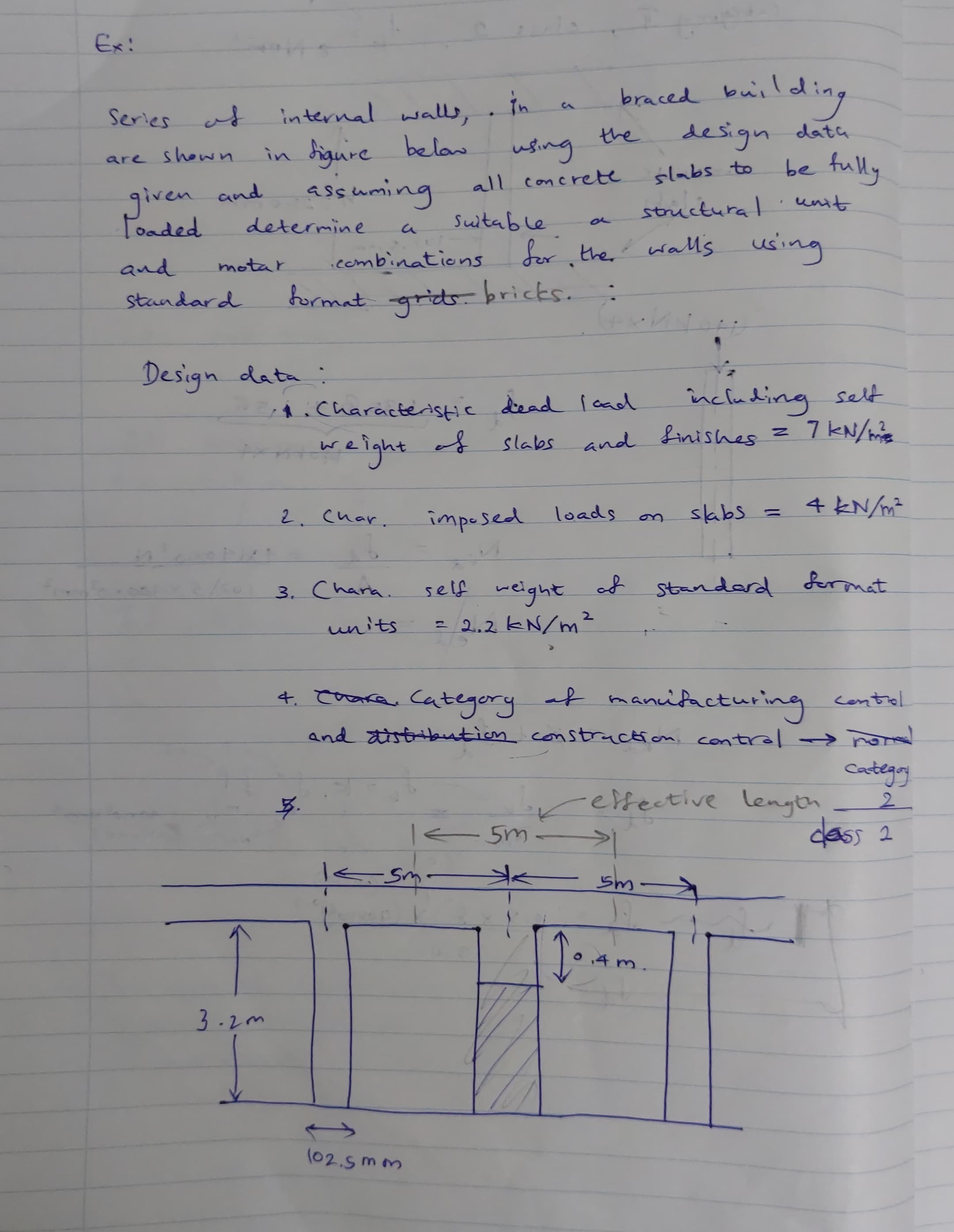 Ex: Series of internal walls, in a braced