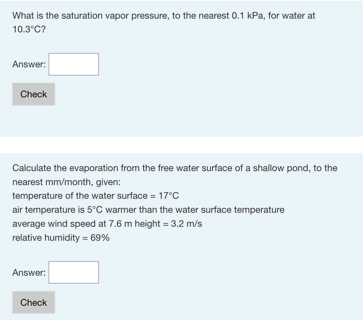 What is the saturation vapor pressure, to the