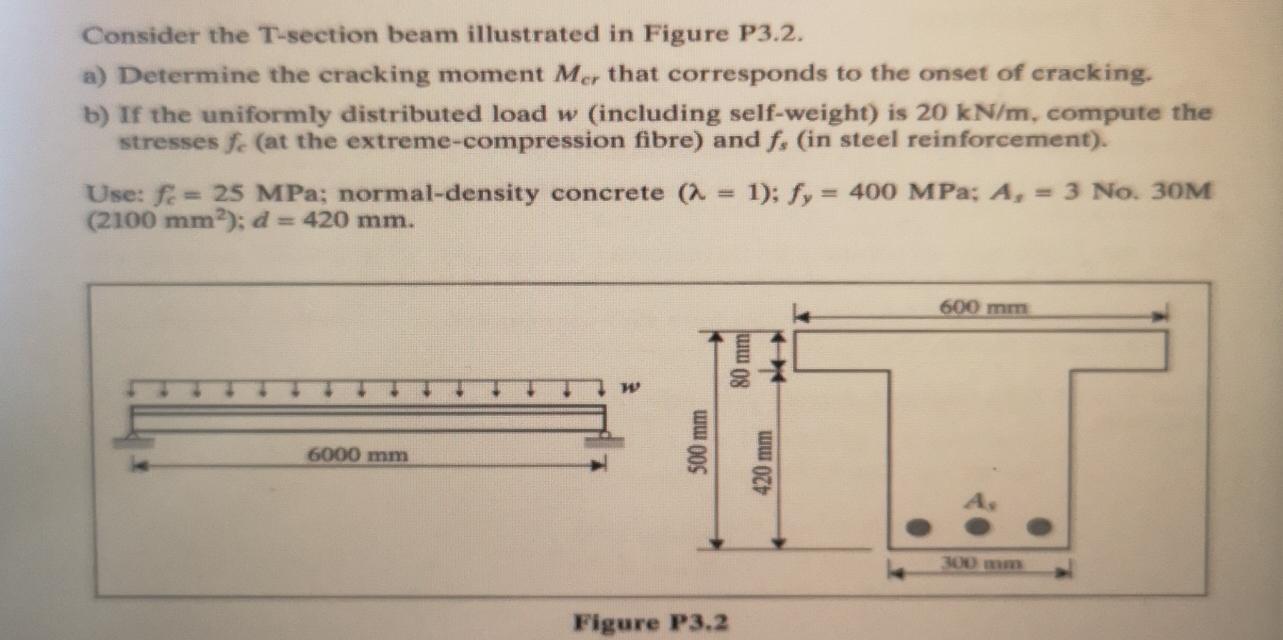 Consider the T - section beam illustrated in