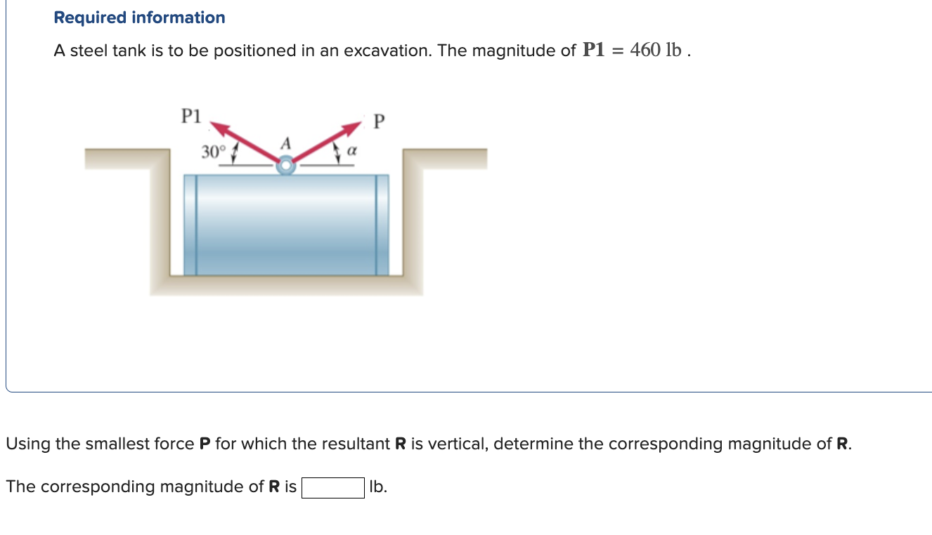 Required information A steel tank is to be